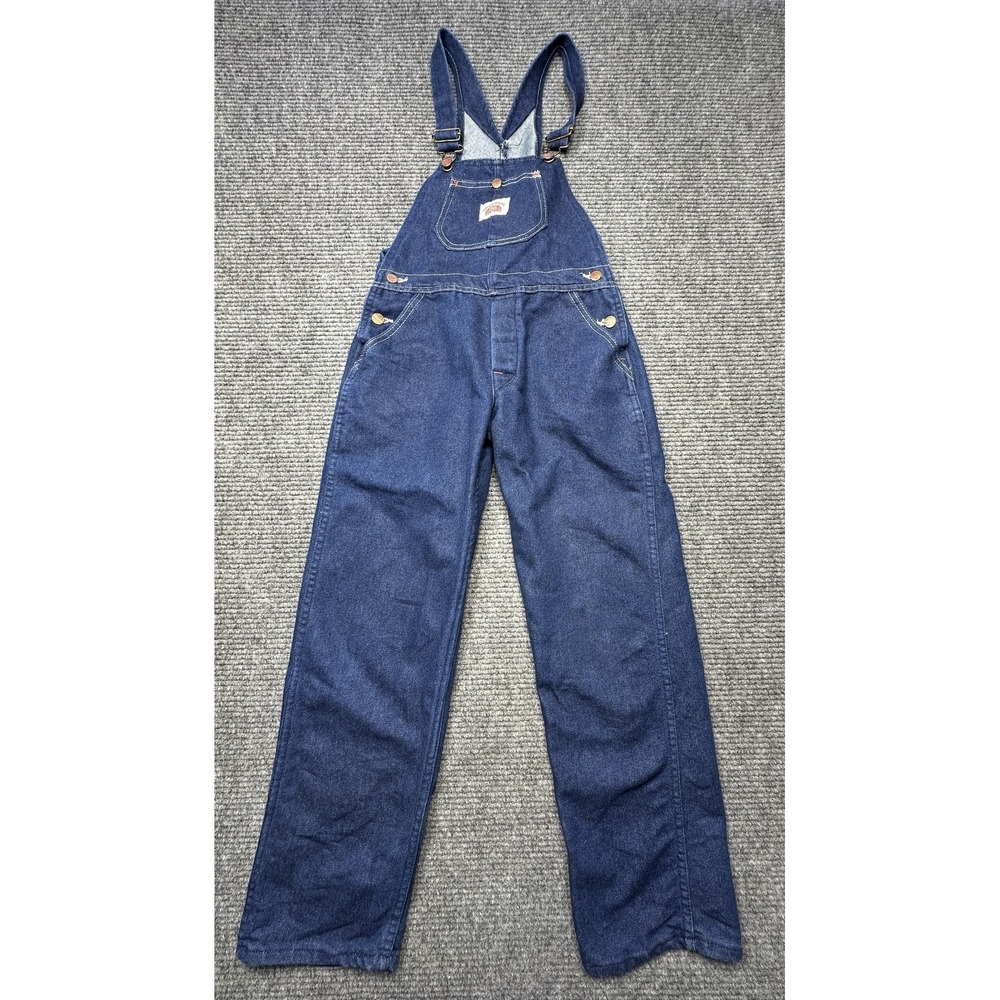 Round House Overalls Teens 14 Blue Denim Adjustable Straps Made‎ USA Workwear